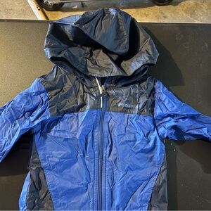 Columbia Kids Blue and Navy Hooded Rain Jacket